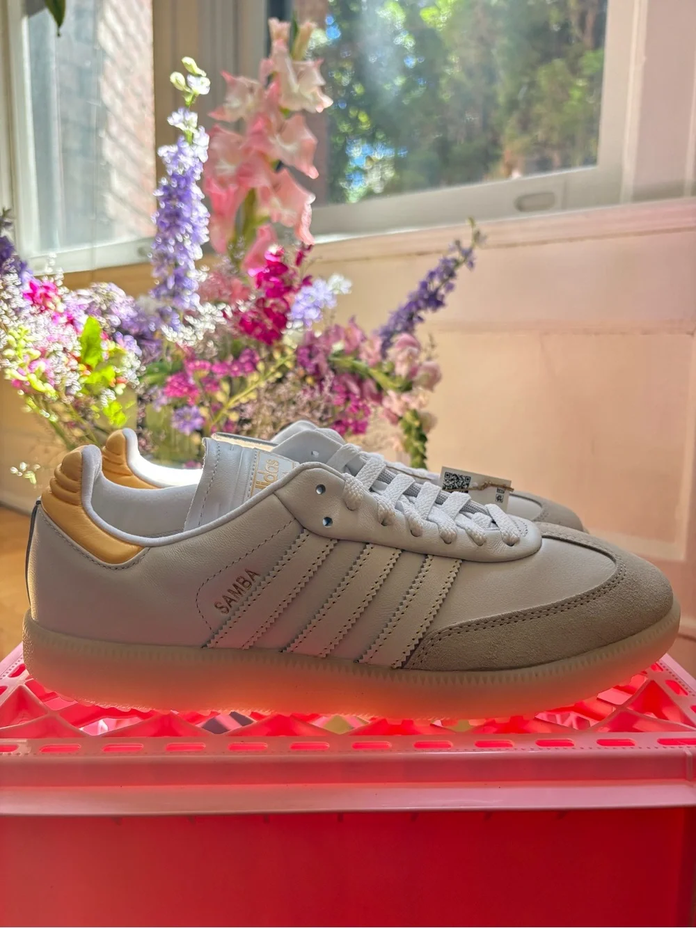 adidas samba spikeless golf shoes 'cloud white'/'ice tangerine'